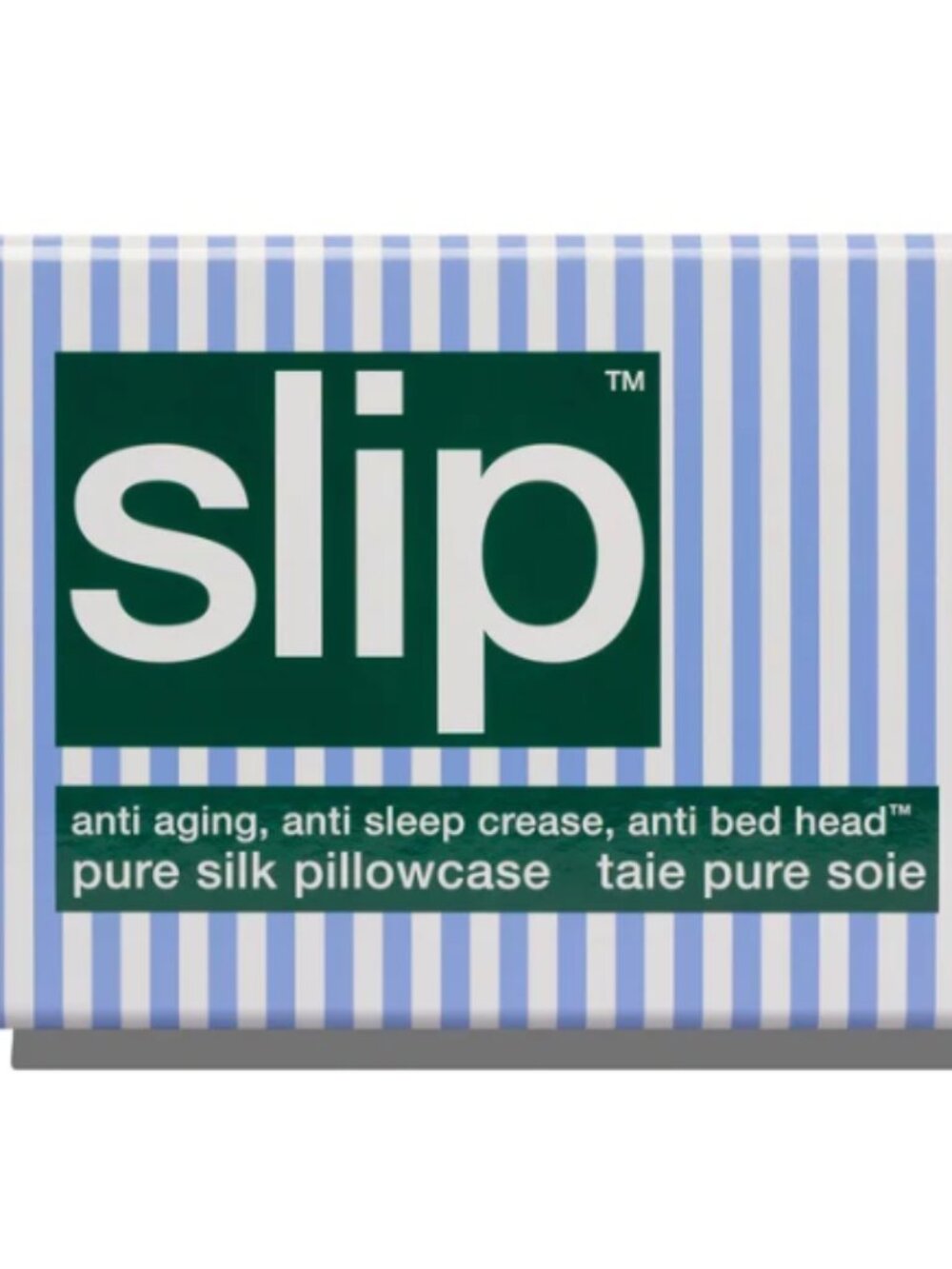 Slip The Lodge Silk Pillowcase Queen 20" x 30" Blue Striped Invisible Zipper NEW